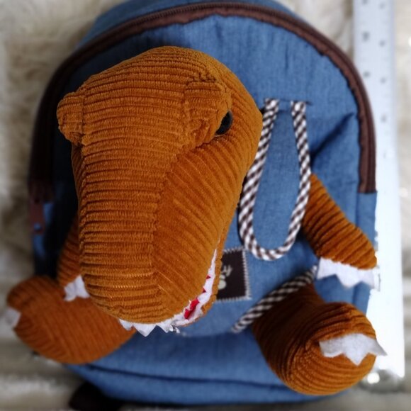 Naturally KIDS T-Rex Dinosaur Plush Backpack Toddler 3-5 Blue Brown Dino School - Picture 11 of 13